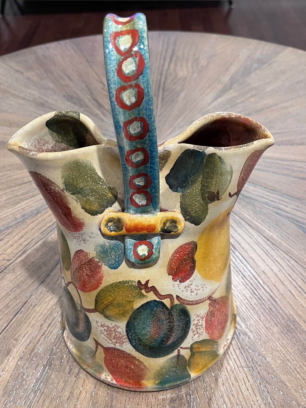 Modigliani Handmade Fruit Frutta Laccata Ceramic Pitcher Vase w/ Handle RARE